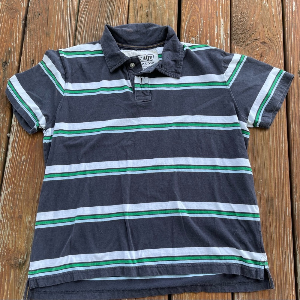 Urban Pipeline Up Y2K Striped Polo Shirt Size Large